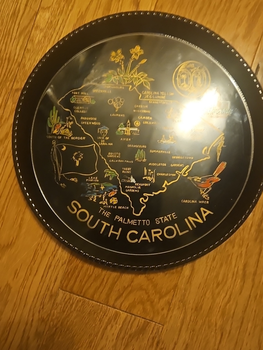 South Carolina Palmetto State Decorative Wall Plate/ Tray  - Black & Gold